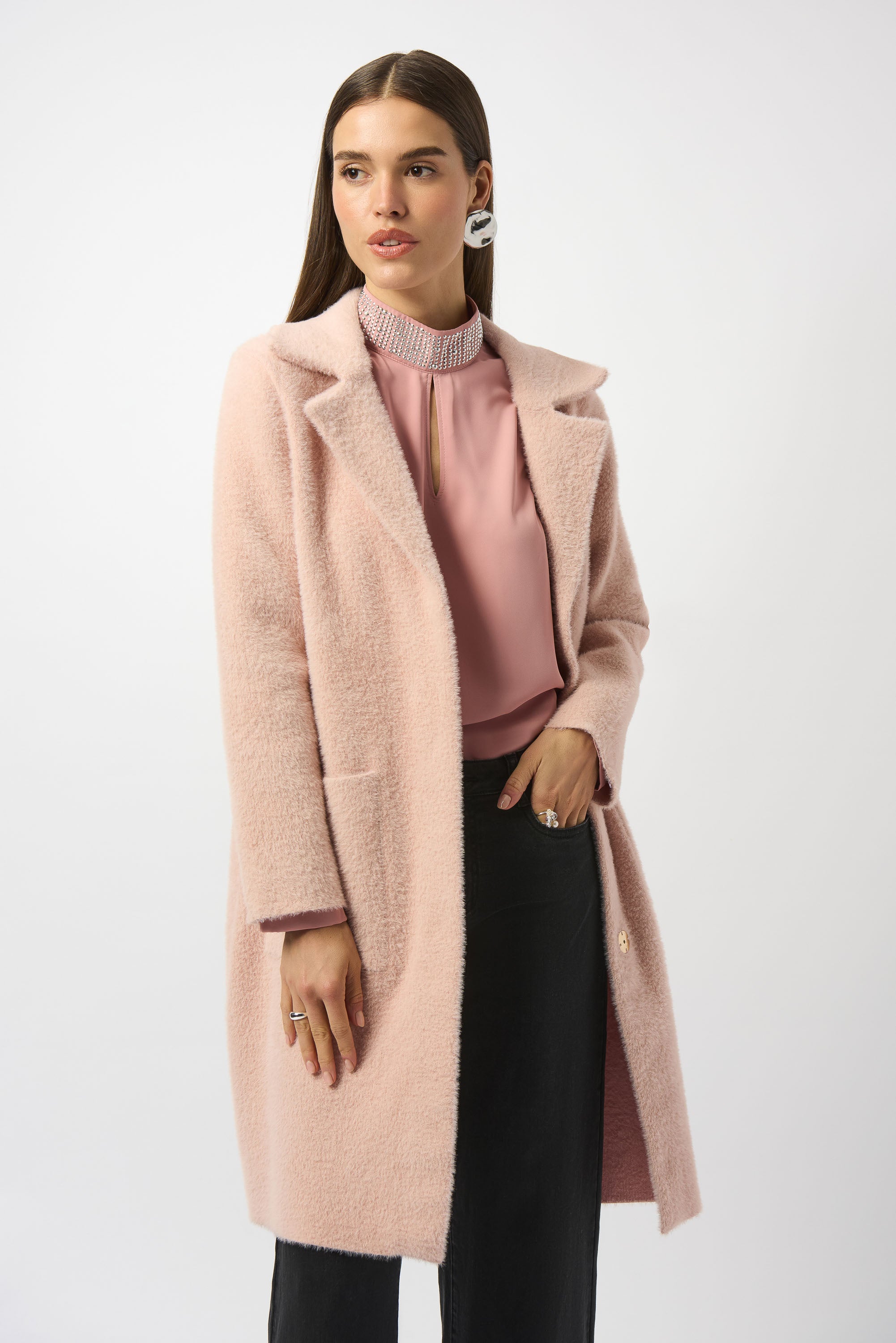 Abrigo con plumas desmontables rosa 243923F25