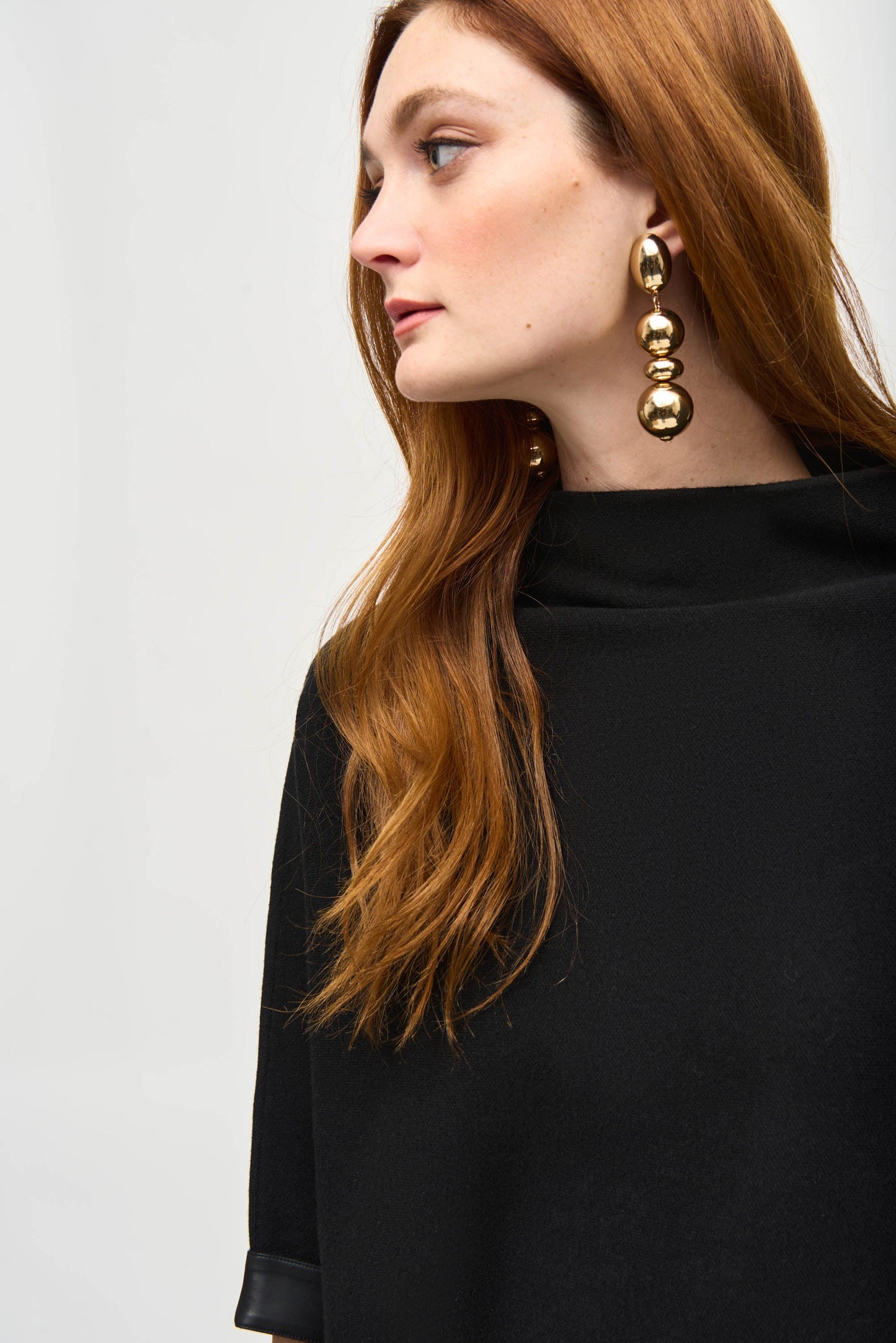 Blusa de punto con ribete de vinil 243966