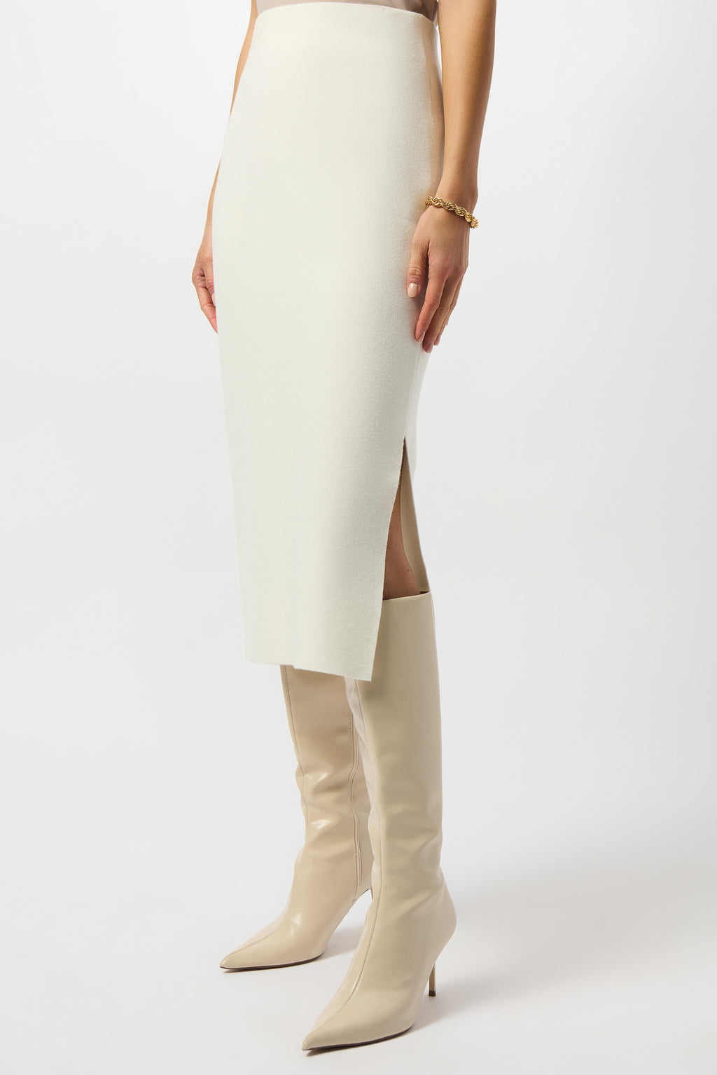 Falda midi de punto blanco invierno 243967F25