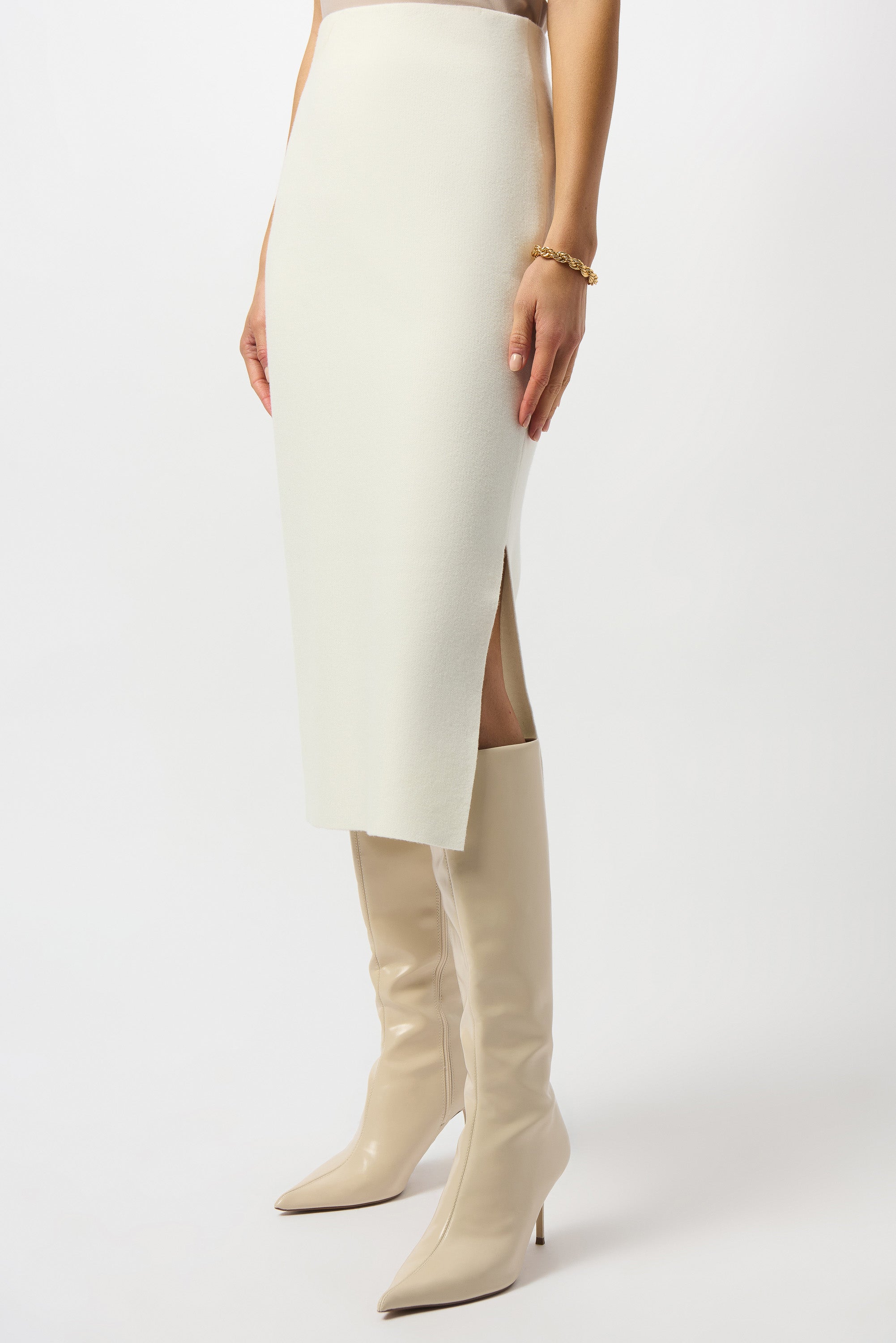 Falda midi de punto blanco invierno 243967F25