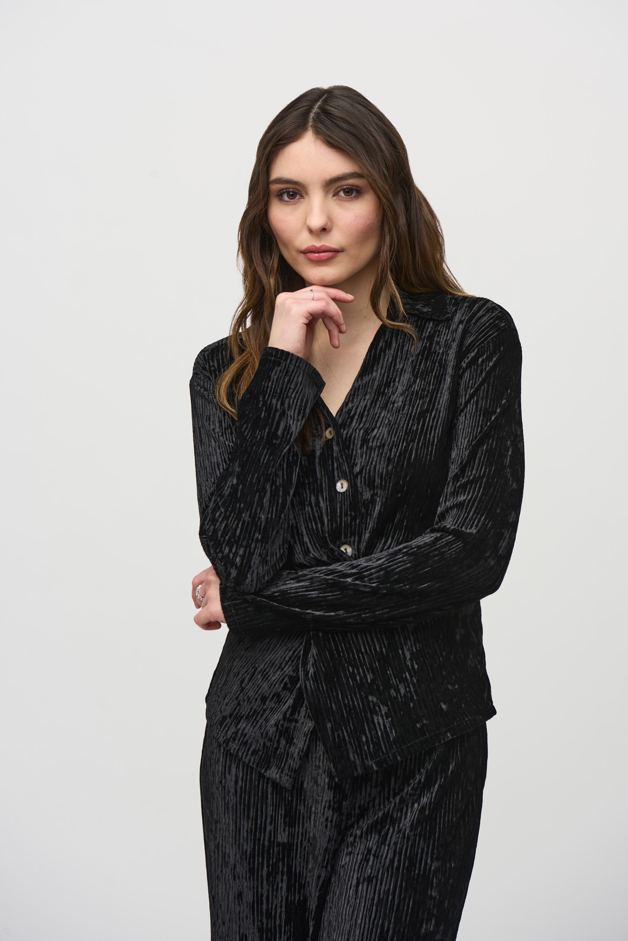 Blusa de manga larga con nudo 244156