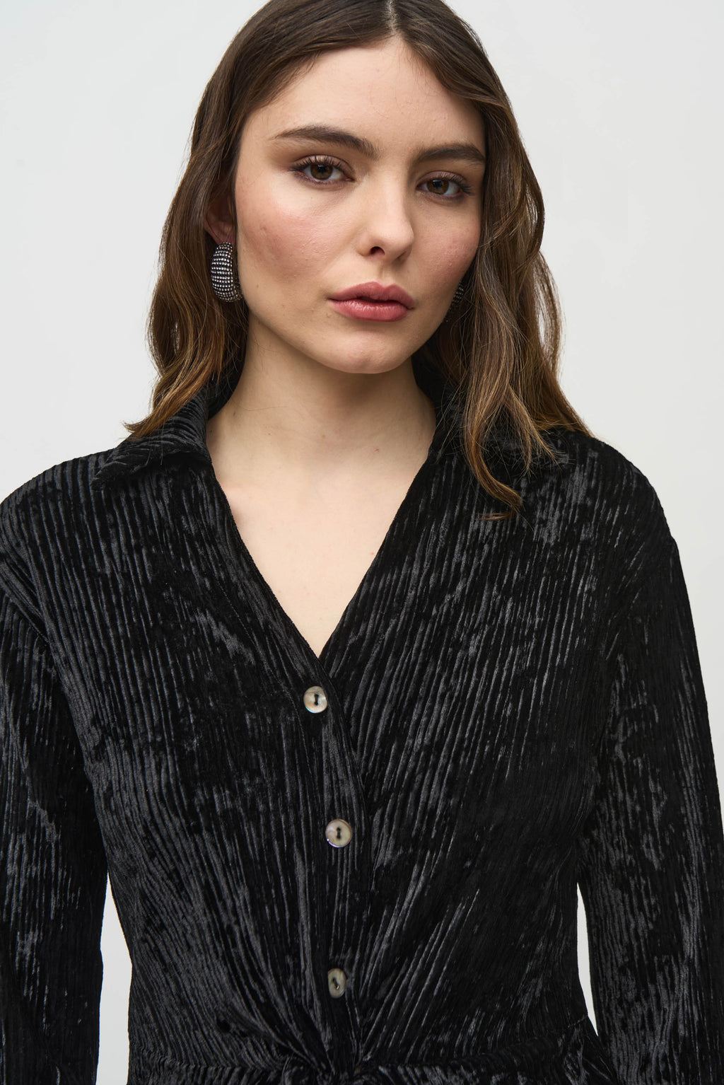 Blusa de manga larga con nudo 244156