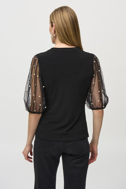 Blusa con perlas en manga 244189