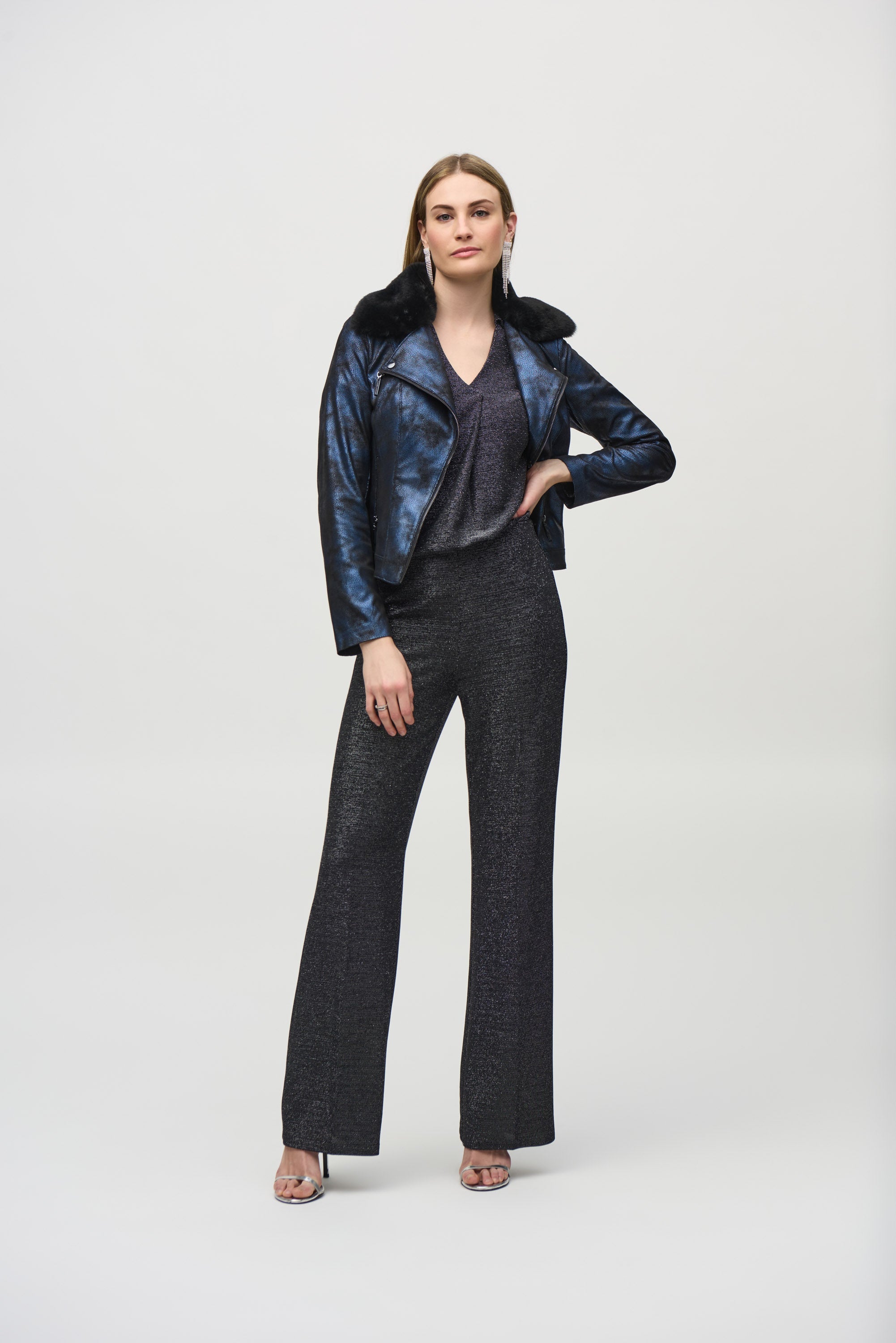 Chaqueta metalizada con cuello sintético 244918