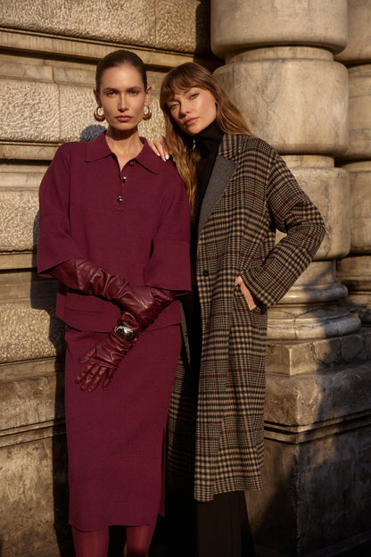 Falda midi de punto negro 243967F25