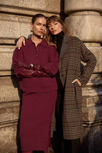 Falda midi de punto negro 243967F25