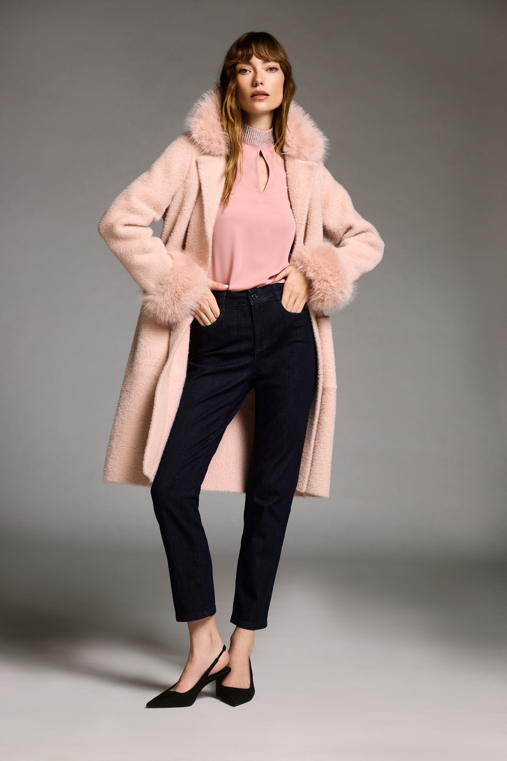 Abrigo con plumas desmontables rosa 243923F25