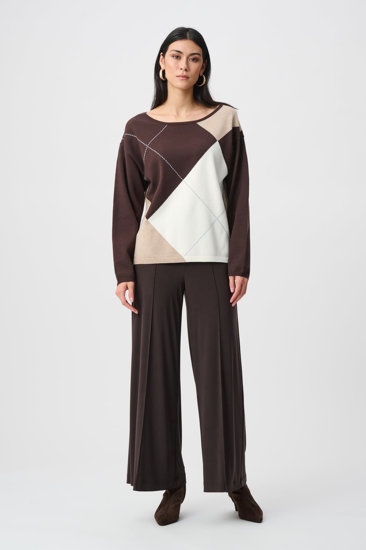 Pantalones de pierna ancha sin cierre cafe 251017F2