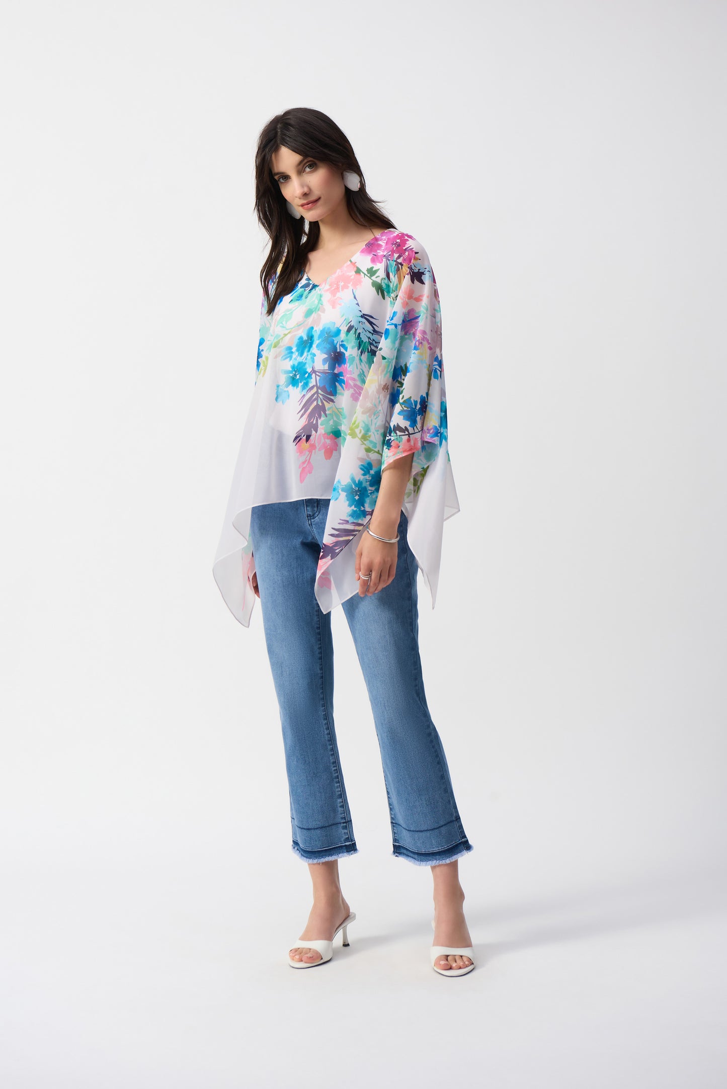 Poncho de gasa con estampado floral 251238