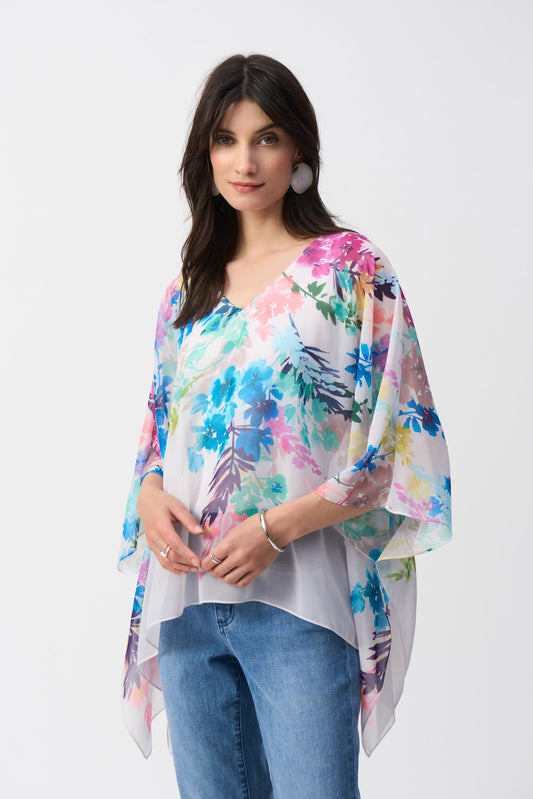 Poncho de gasa con estampado floral 251238