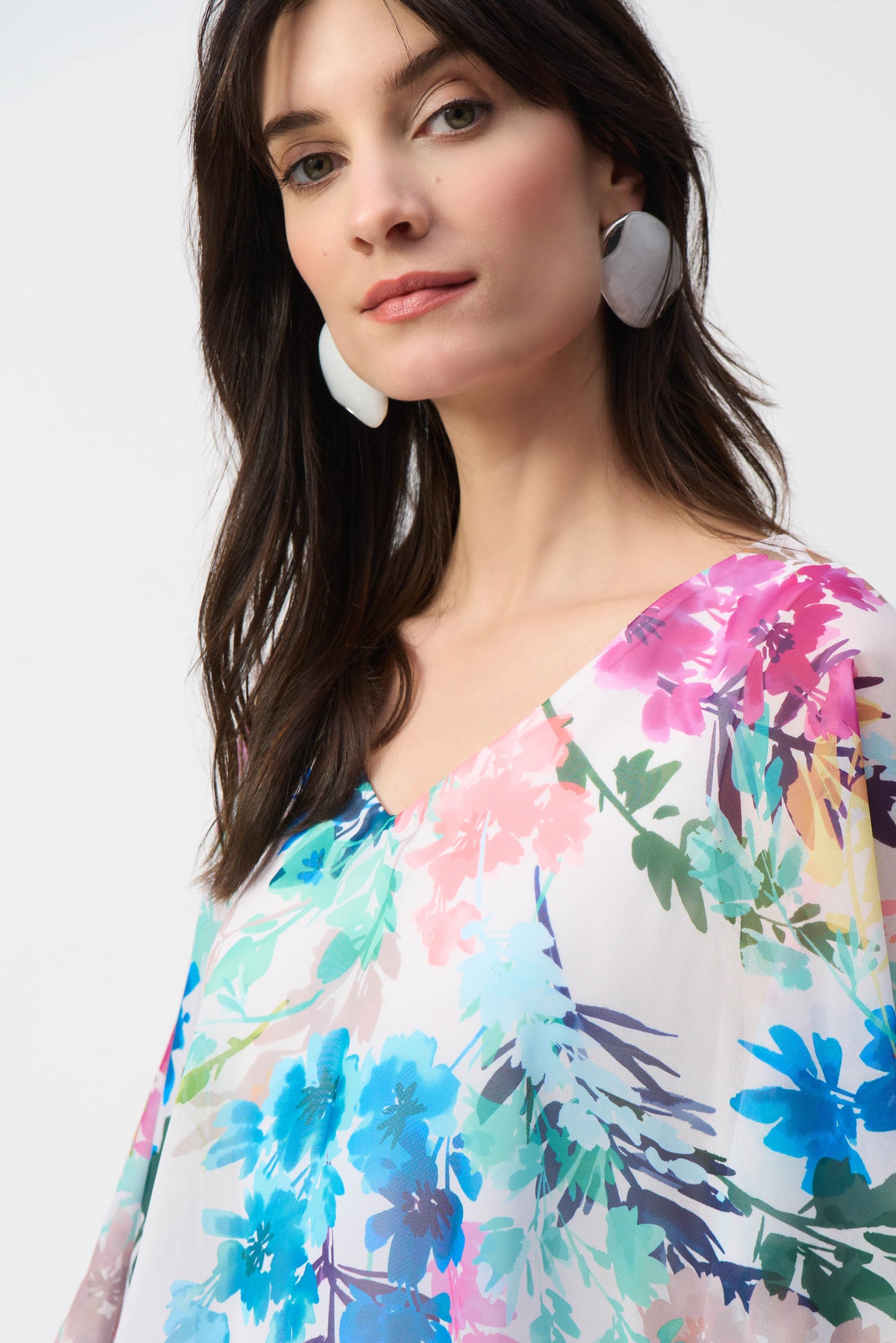 Poncho de gasa con estampado floral 251238