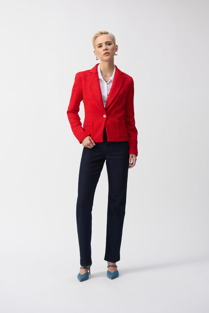 Blazer ajustado de bouclé rojo radiante 251239