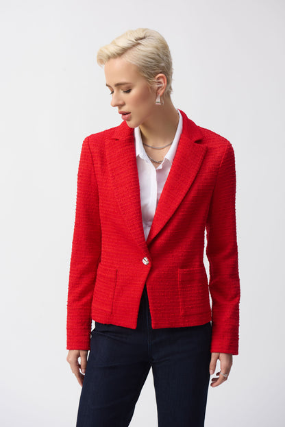 Blazer ajustado de bouclé rojo radiante 251239