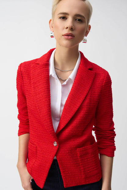 Blazer ajustado de bouclé rojo radiante 251239