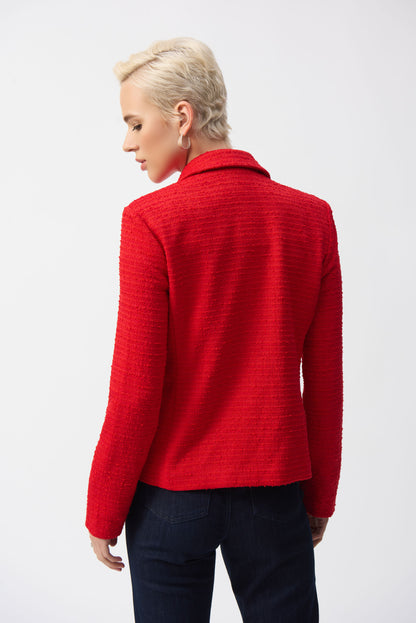 Blazer ajustado de bouclé rojo radiante 251239