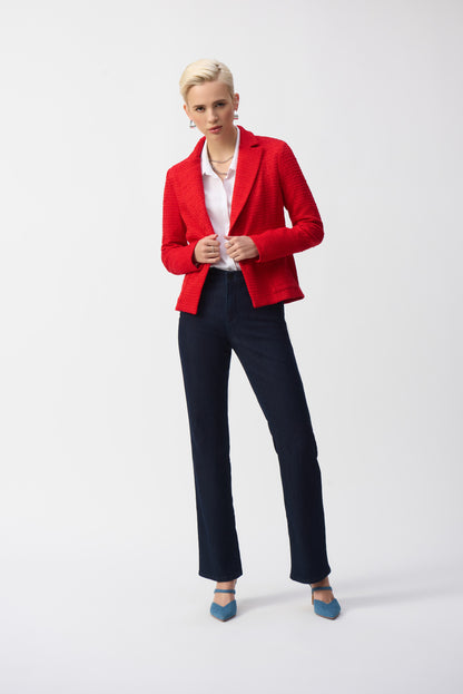 Blazer ajustado de bouclé rojo radiante 251239