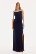 Vestido sin mangas con malla azul marino 251713 | Signature