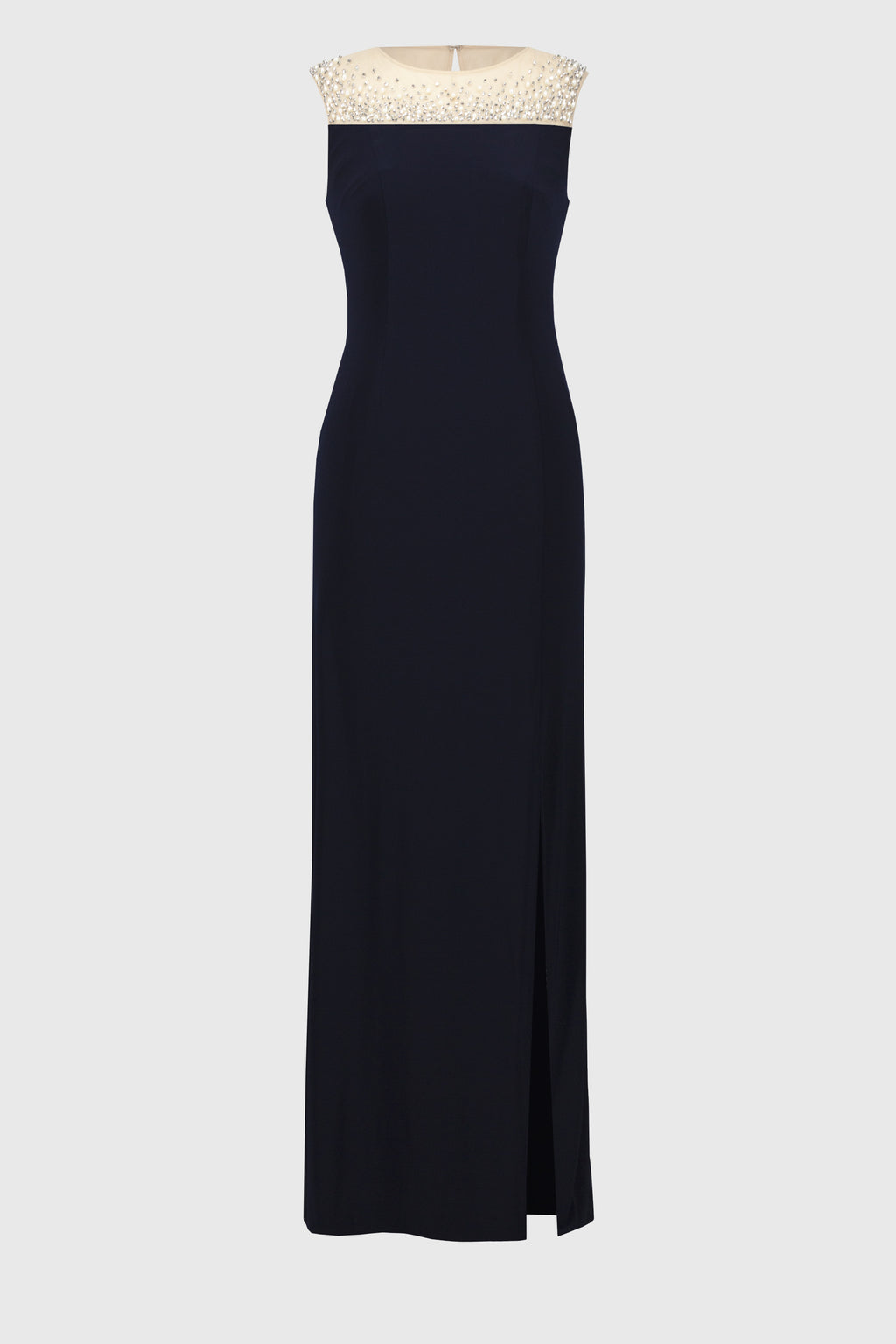 Vestido sin mangas con malla azul marino 251713 | Signature