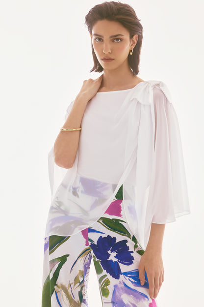 Blusa estilo poncho de gasa vainilla 251739 | Signature