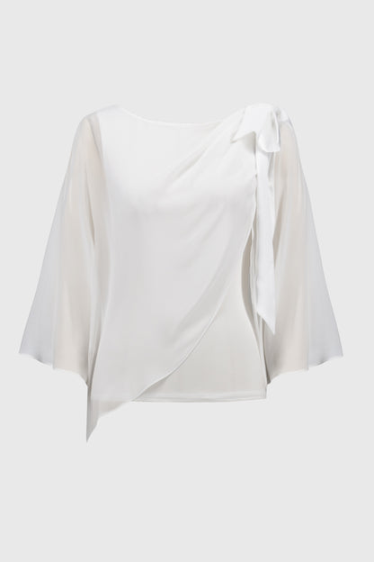 Blusa estilo poncho de gasa vainilla 251739 | Signature
