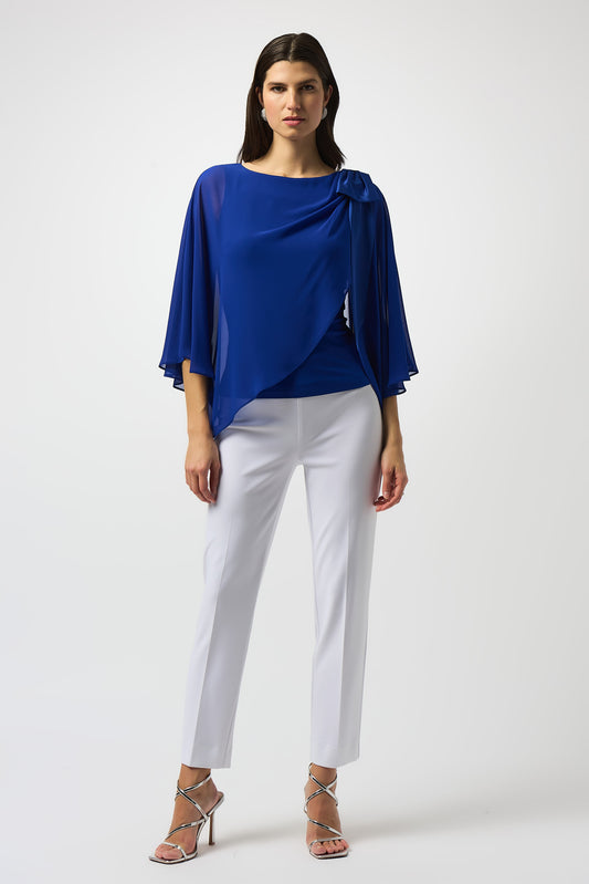 Blusa estilo poncho de gasa azul zafiro 251739 | Signature