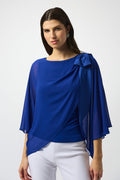 Blusa estilo poncho de gasa azul zafiro 251739 | Signature