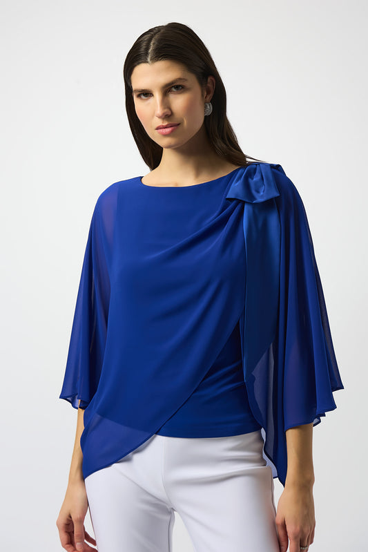 Blusa estilo poncho de gasa azul zafiro 251739 | Signature