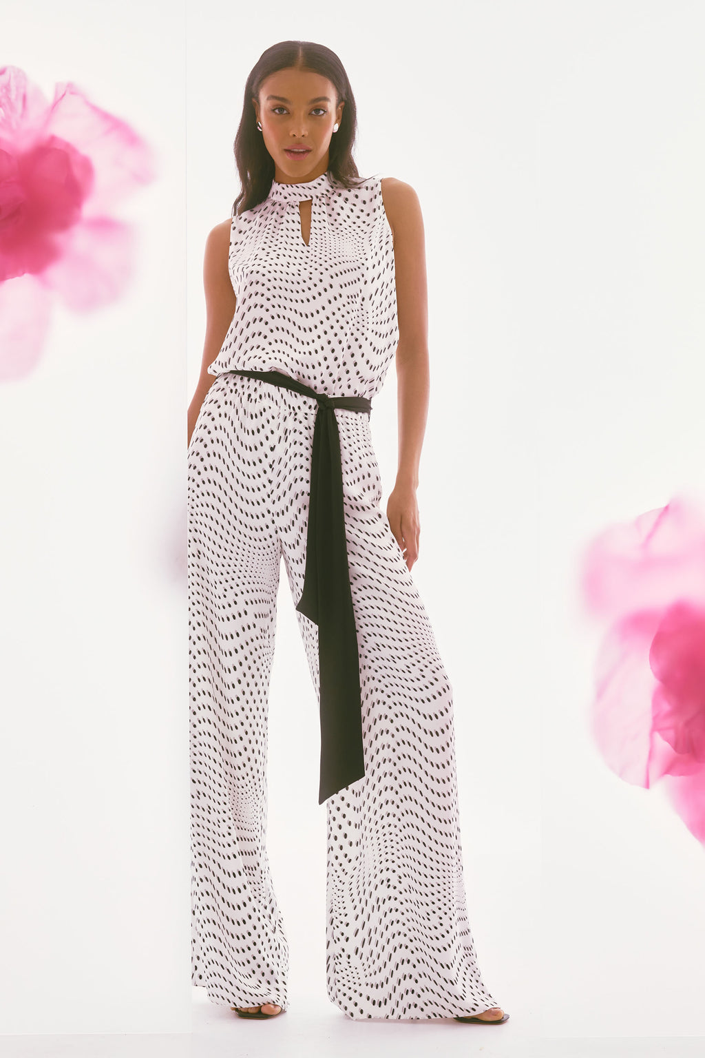 Pantalón de pierna ancha con estampado de puntos 251747 | Signature