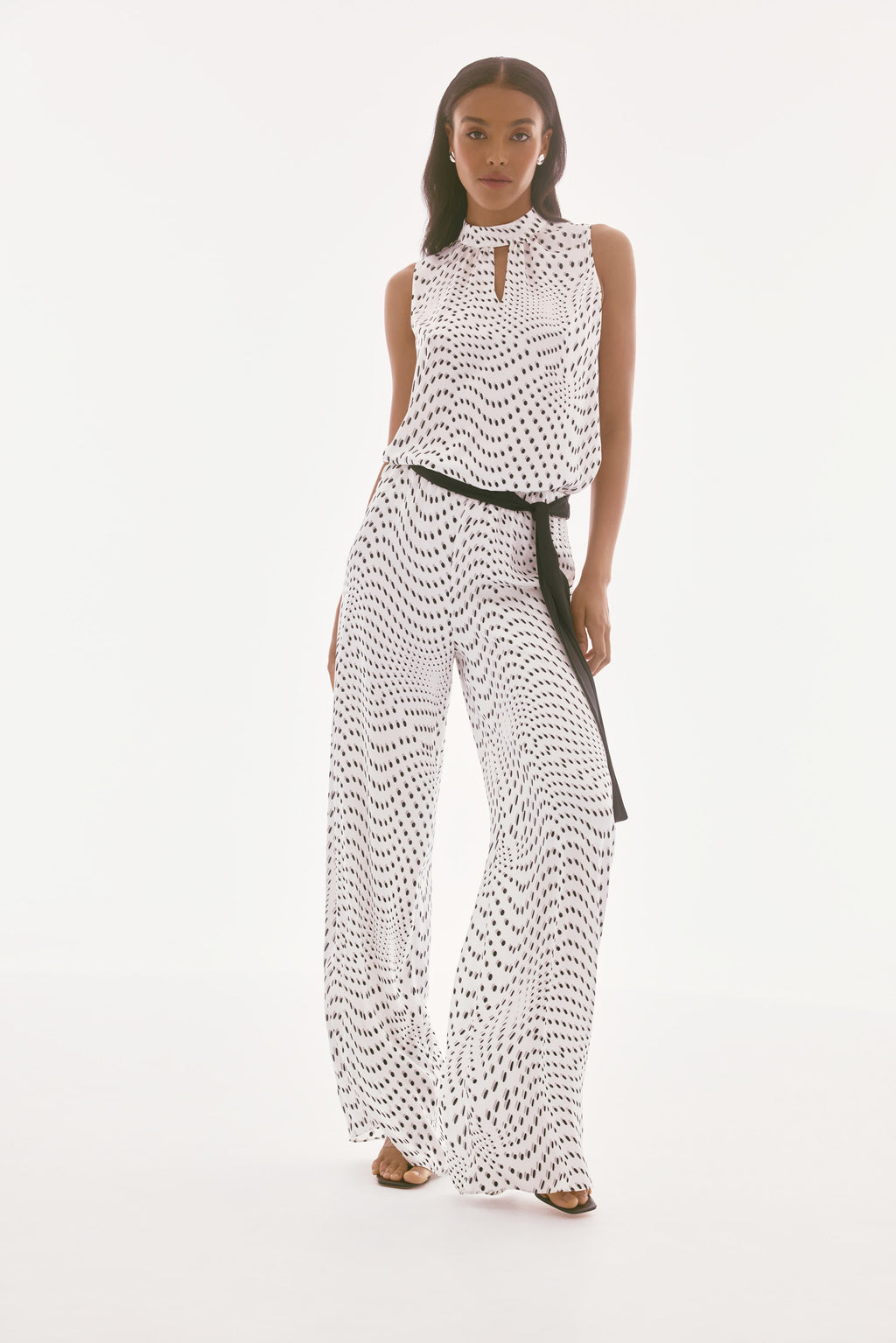 Pantalón de pierna ancha con estampado de puntos 251747 | Signature