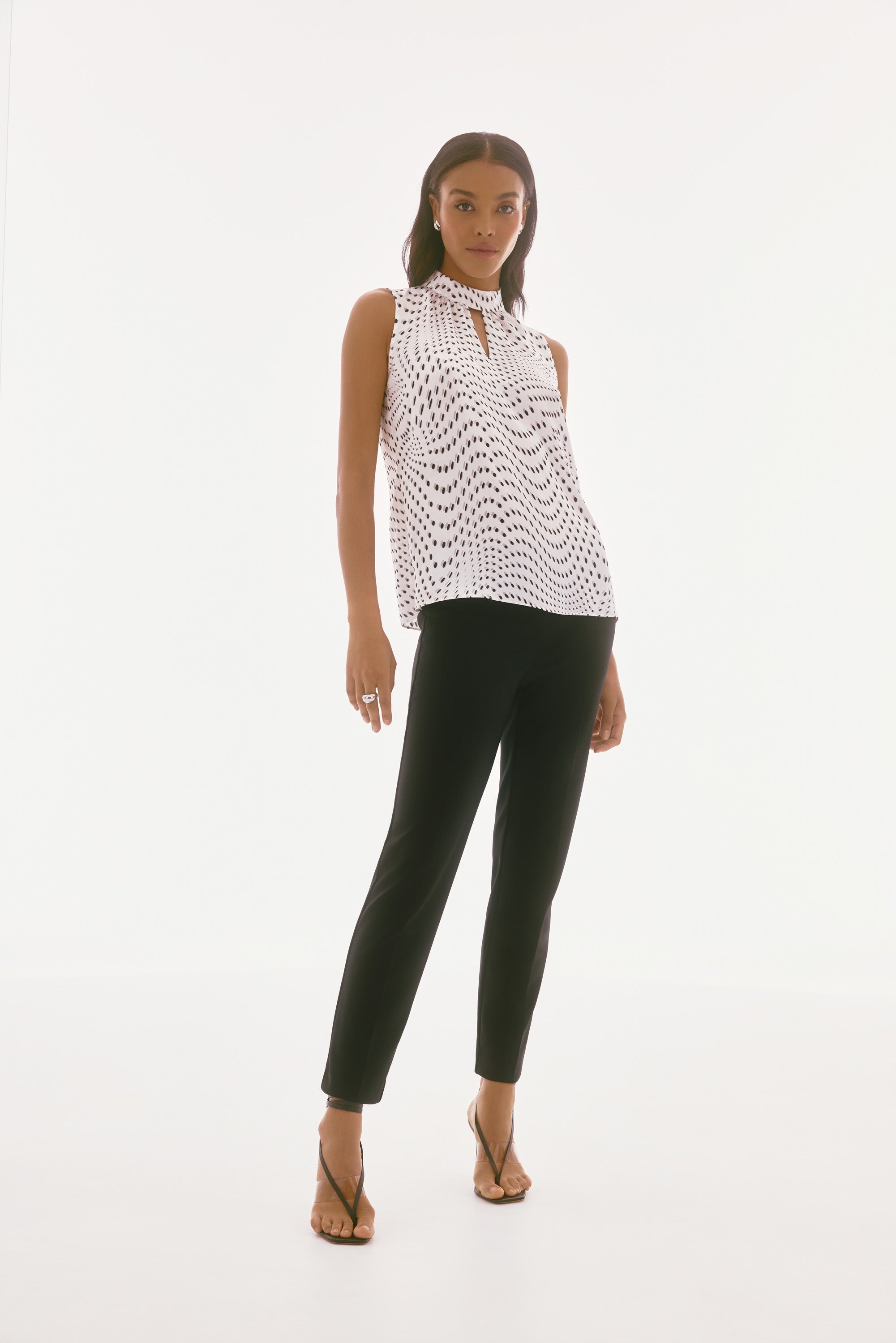 Blusa sin mangas con estampado de puntos 251749 | Signature