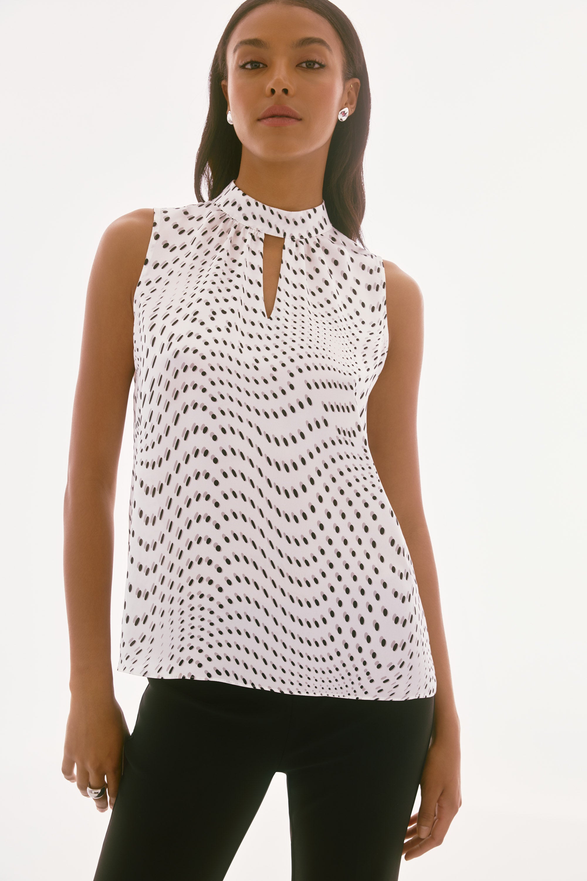Blusa sin mangas con estampado de puntos 251749 | Signature