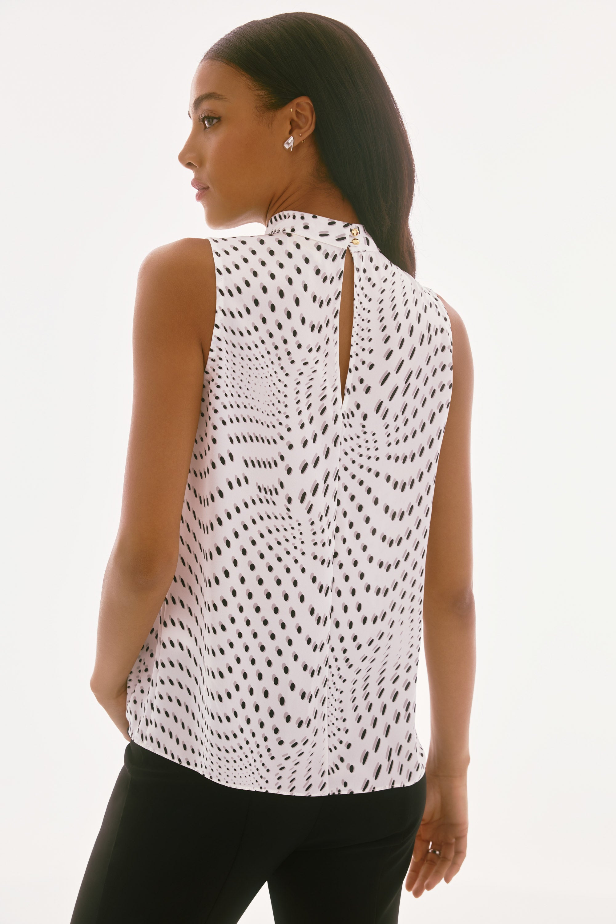 Blusa sin mangas con estampado de puntos 251749 | Signature