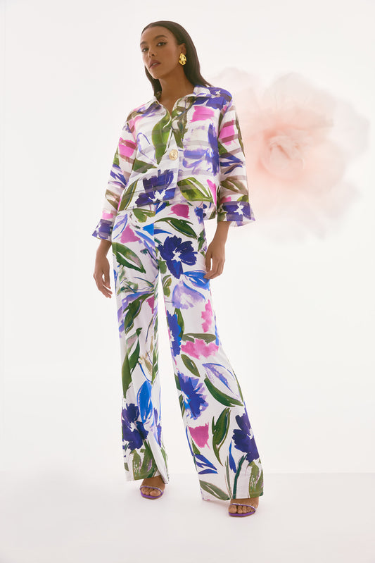 Pantalones de pierna ancha con estampado floral 251770 | Signature