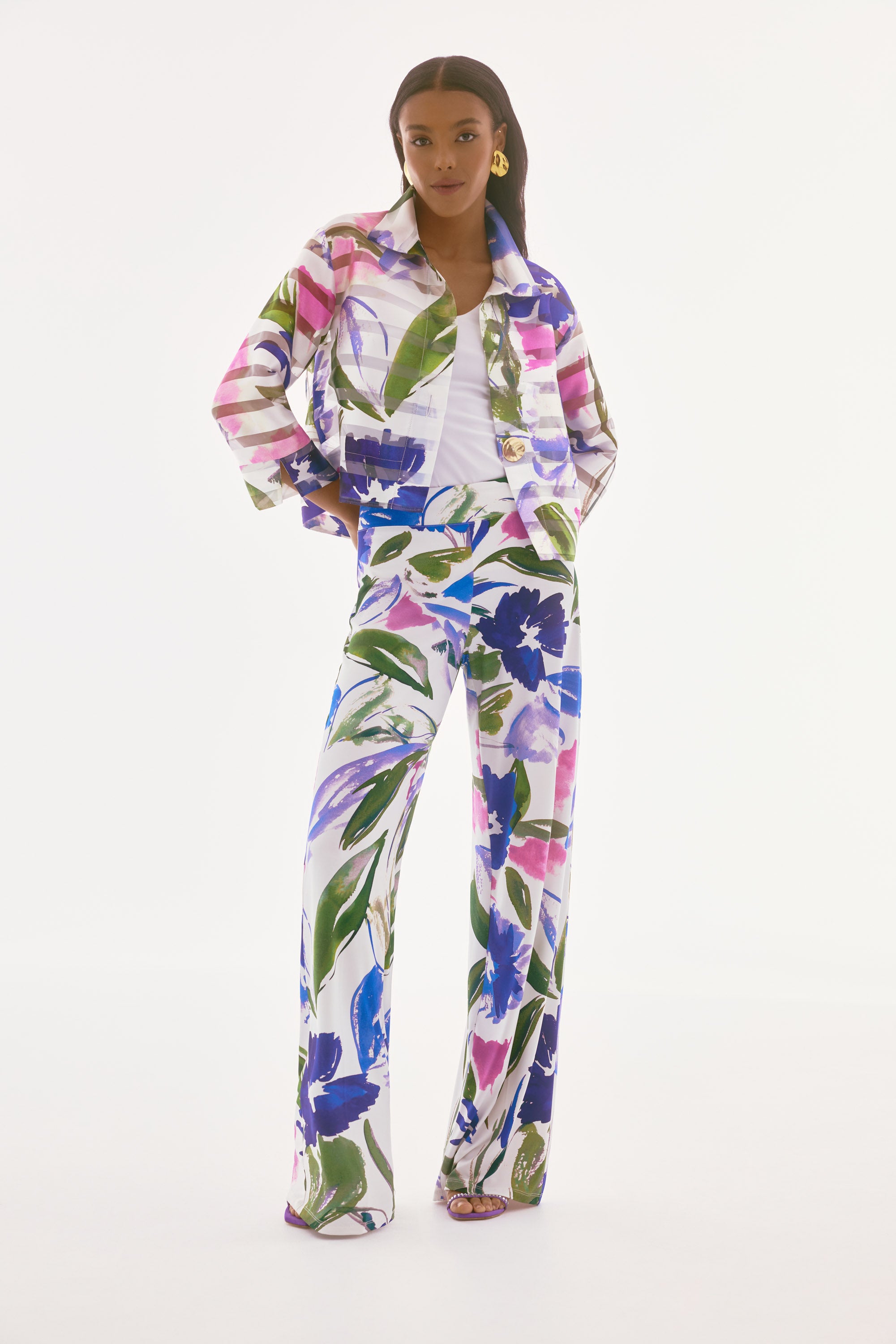 Pantalones de pierna ancha con estampado floral 251770 | Signature