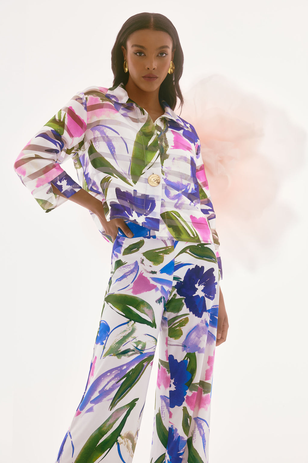 Chaqueta con estampado de flores con transparencia | Signature 251776