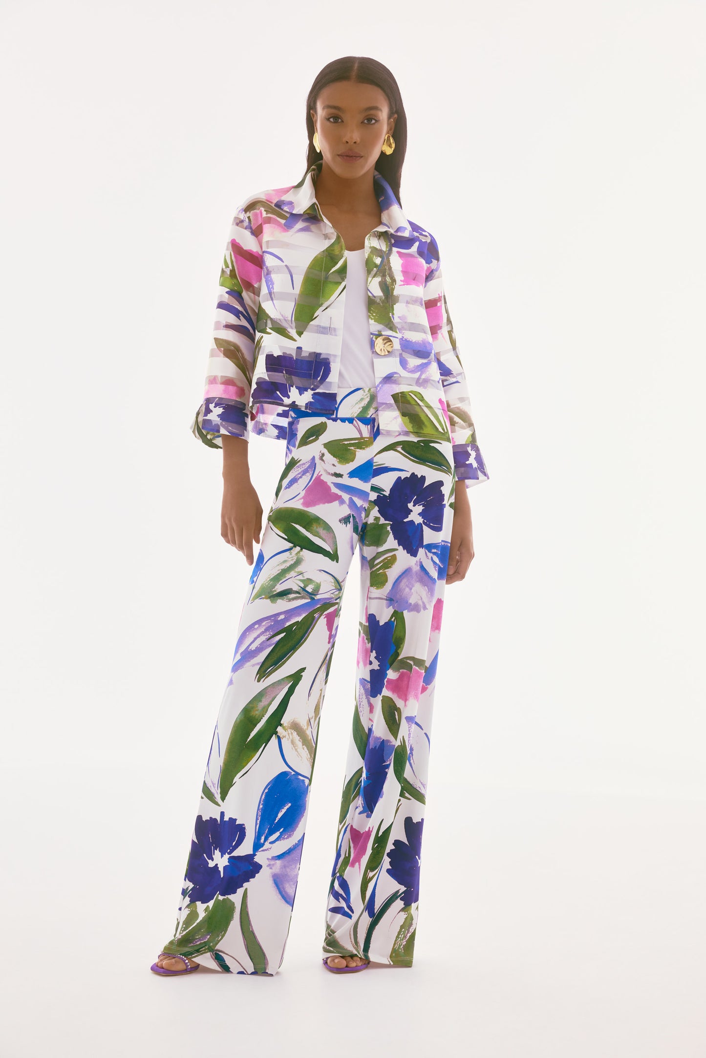 Chaqueta con estampado de flores con transparencia | Signature 251776