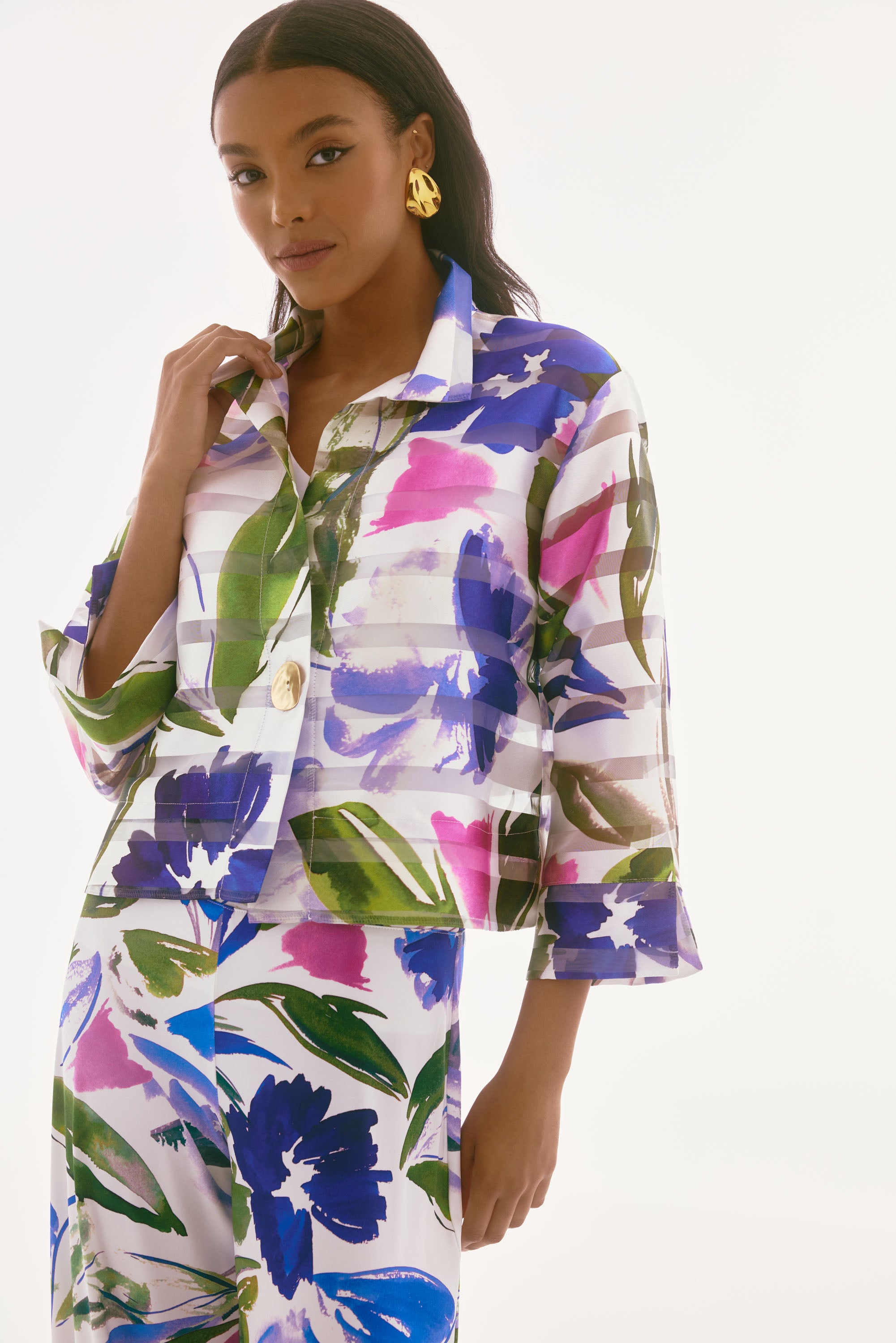 Chaqueta con estampado de flores con transparencia | Signature 251776