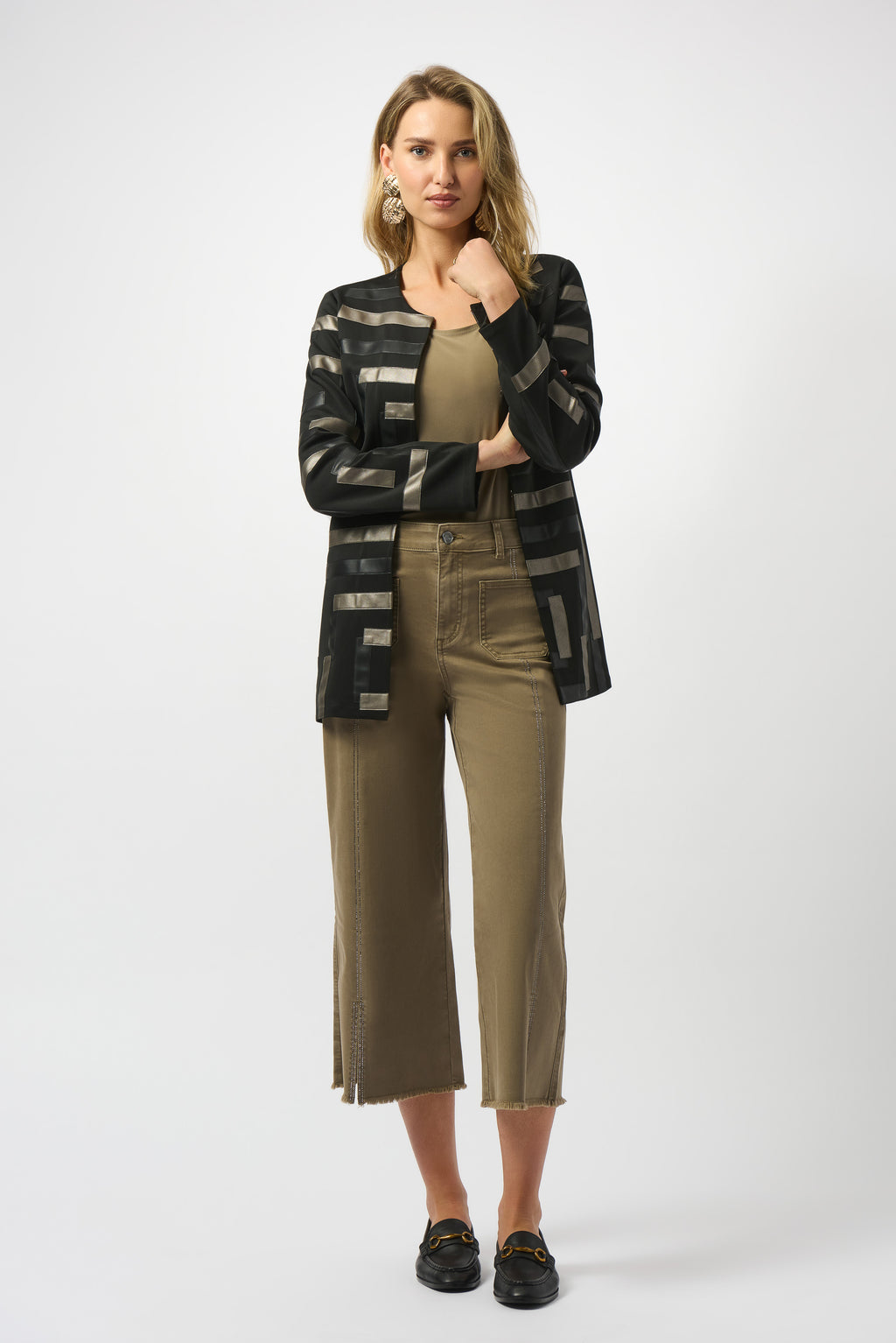 Jeans culotte con costura frontal café java 251901F25