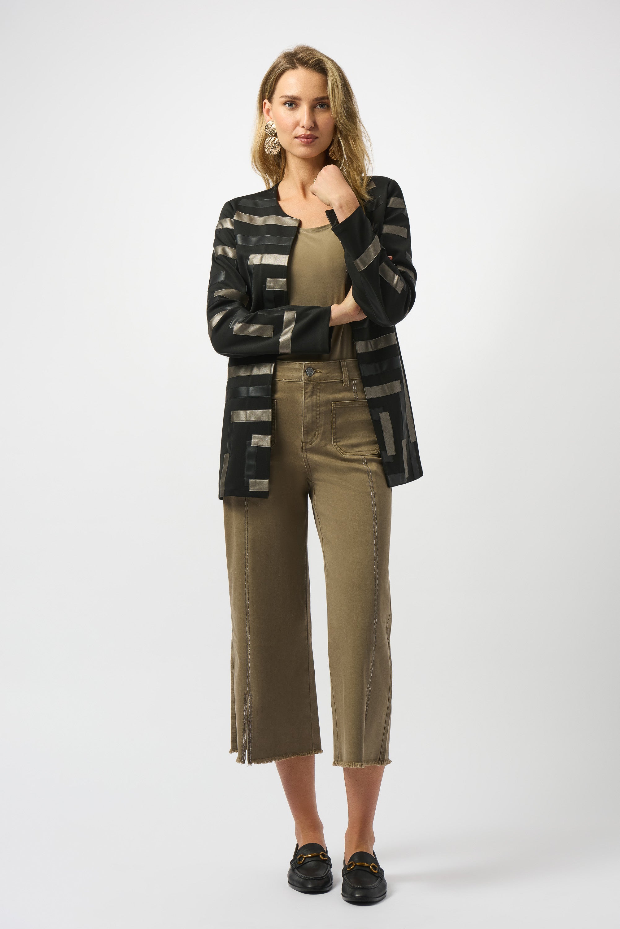 Jeans culotte con costura frontal café java 251901F25