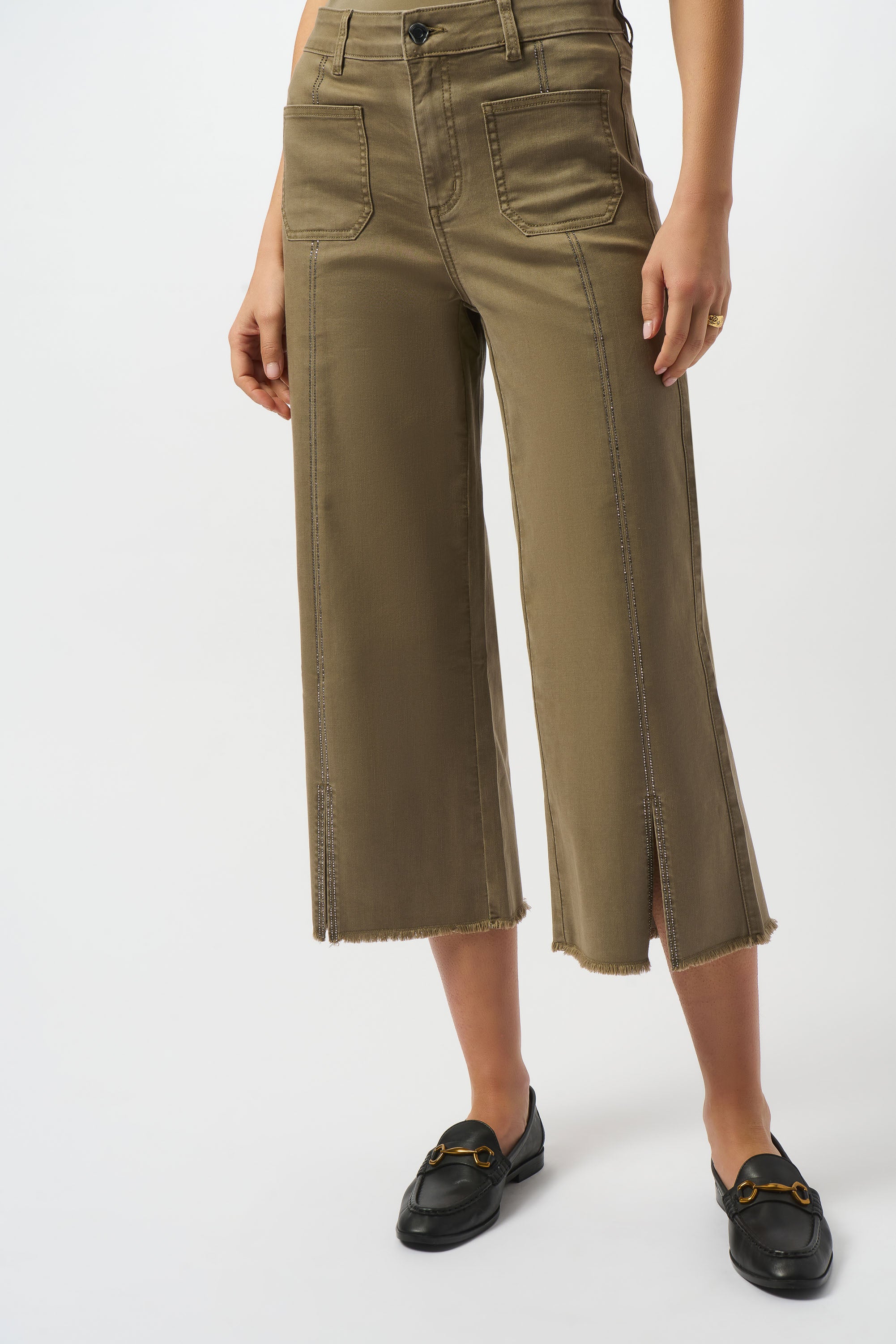 Jeans culotte con costura frontal café java 251901F25