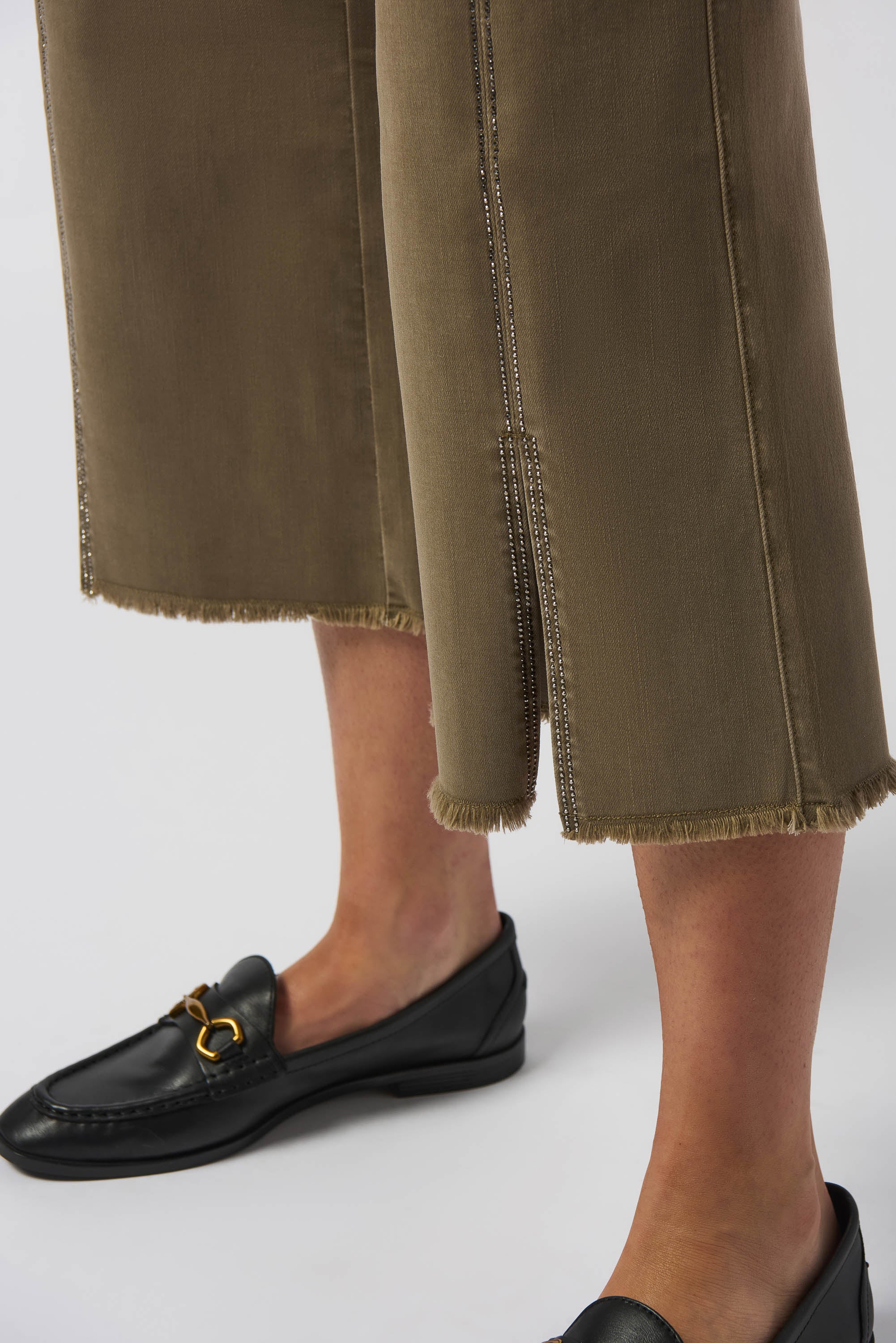 Jeans culotte con costura frontal café java 251901F25