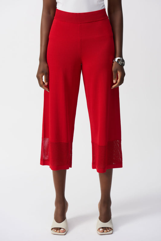 Pantalones culotte de punto con detalle de pointelle rojo radiante 251915