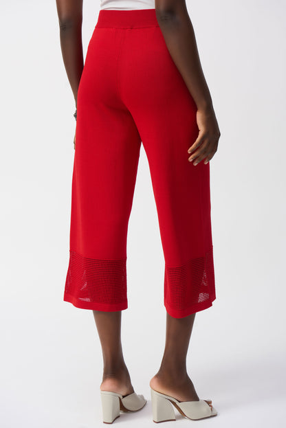 Pantalones culotte de punto con detalle de pointelle rojo radiante 251915