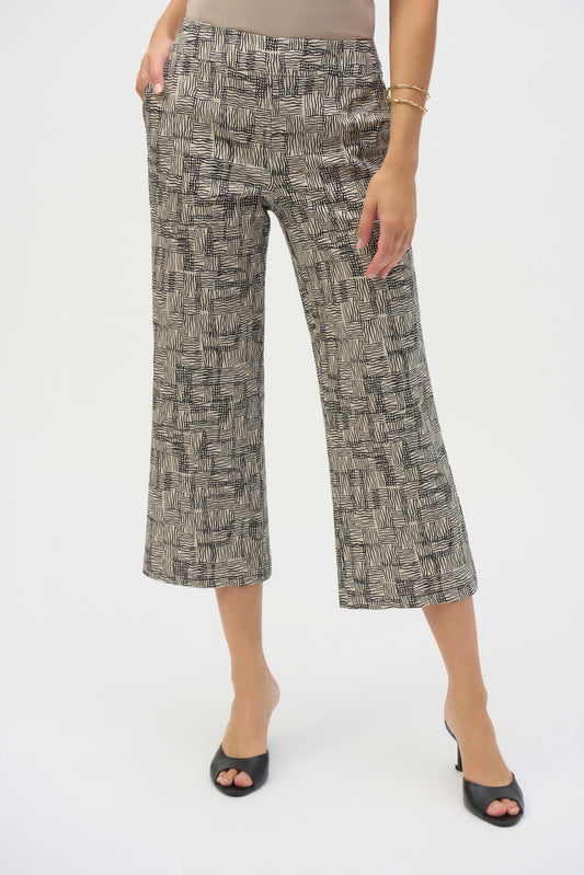 Pantalones culotte con estampado geométrico negro y vainilla 252123
