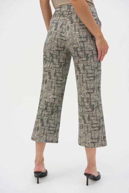 Pantalones culotte con estampado geométrico negro y vainilla 252123