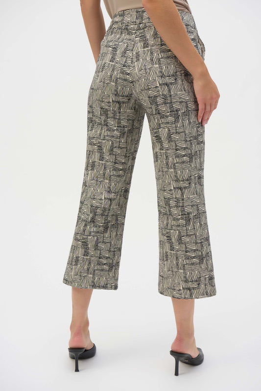 Pantalones culotte con estampado geométrico negro y vainilla 252123