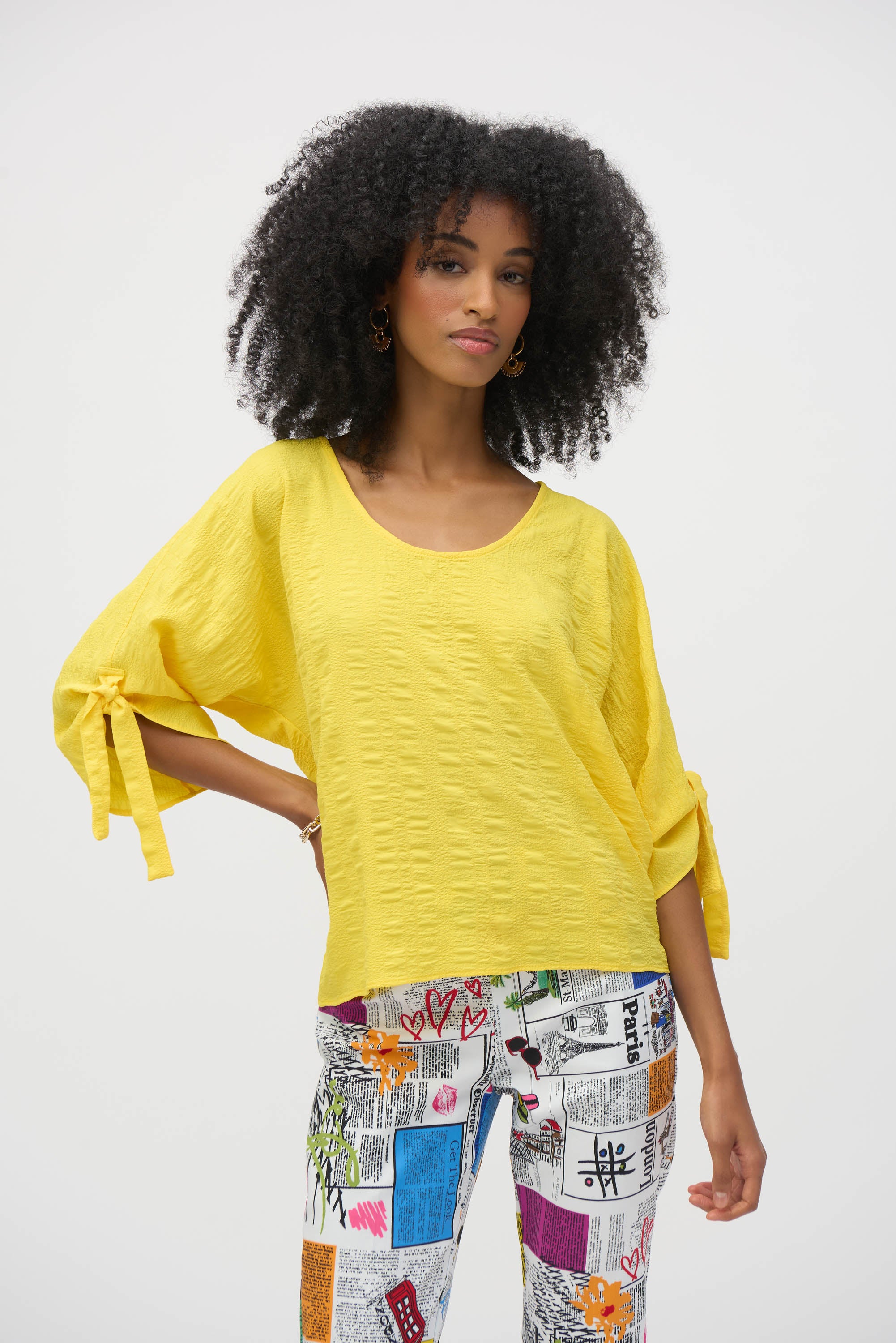 Blusa cuello redondo texturizada amarillo 252129