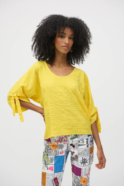 Blusa cuello redondo texturizada amarillo 252129