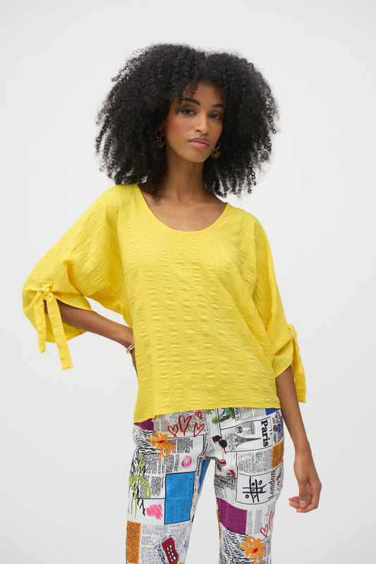 Blusa cuello redondo texturizada amarillo 252129