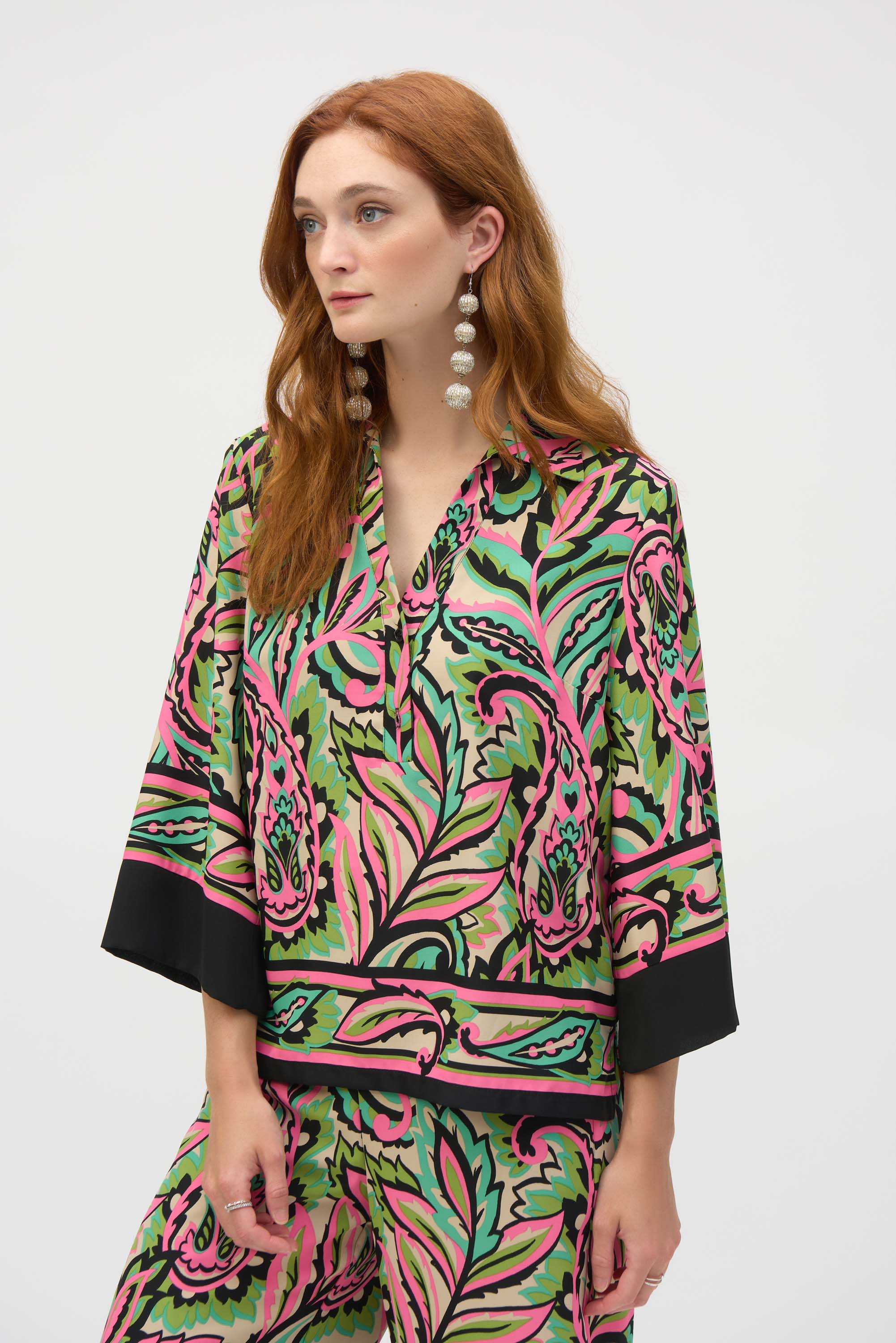Blusa con estampado de cachemiras multicolor 252141